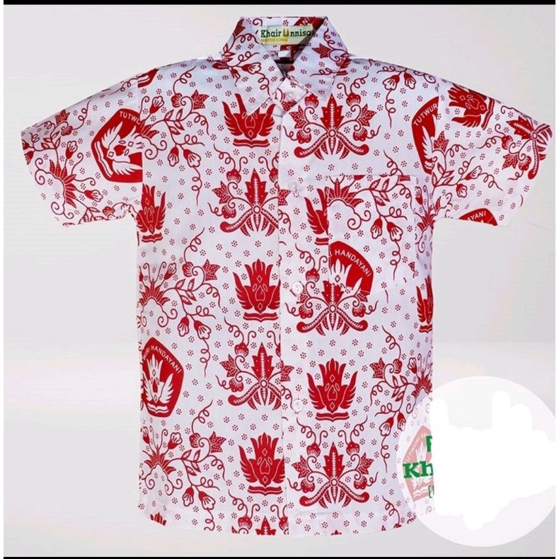 baju seragam sekolah anak sd baju batik warna merah lengan pendek kelas 1-6 SD