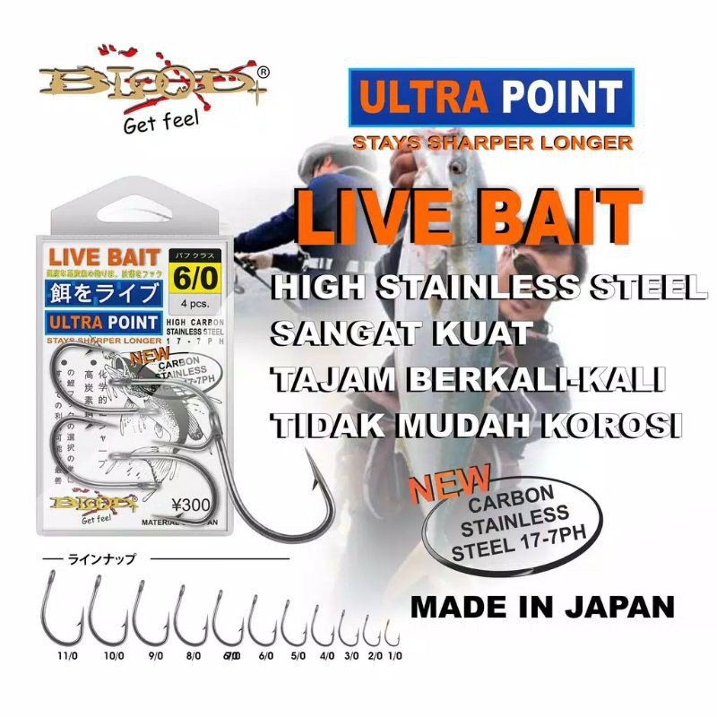 Mata Kail Blood Live Bait Stainless-Steel Mata Kail Blood Size Besar Bahan Stainless-Steel Mata Kail