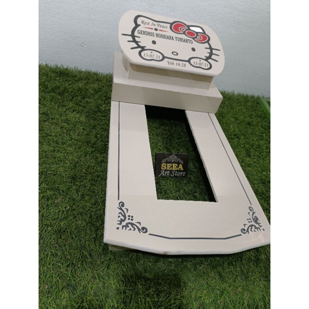 BATU Nisan Makam Jahul full makam bayi granit tile motif Hello Kitty