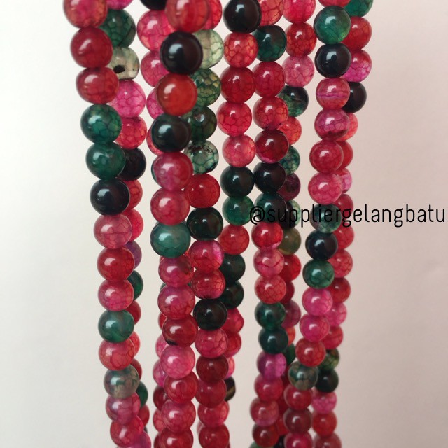 natural 6mm rainbow colour onyx ready stock pancawarna kilap serat beads supplier aksesoris craft