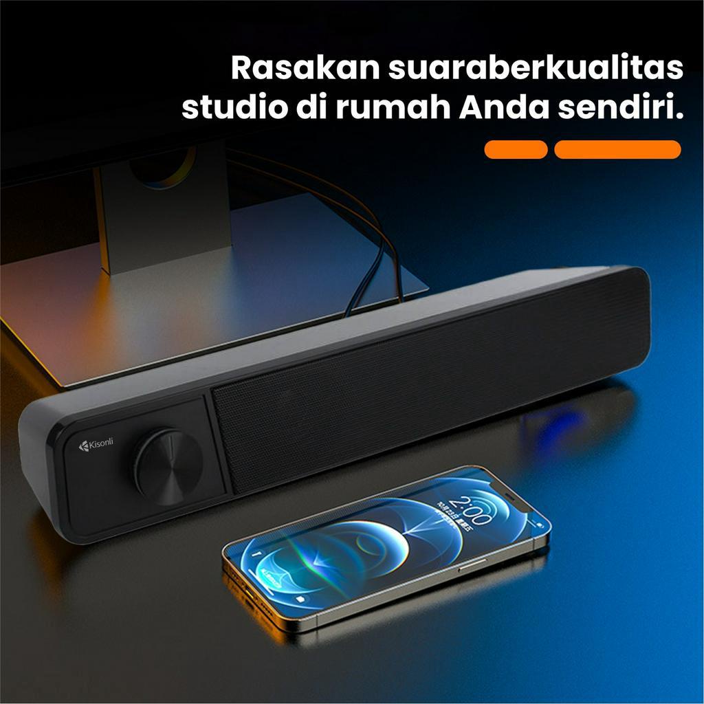 Speaker Gaming Komputer / Laptop Design Long Strip LED Kisonli i-560 Bass Speaker