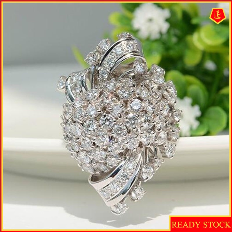 [Ready Stock]Luxury Dignified Flowers Inlaid Diamond Ring