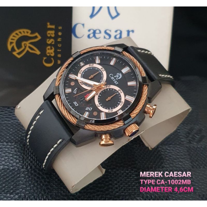 JAM TANGAN CAESAR PRIA CA-1002MB STRAP LEATHER ORIGINAL