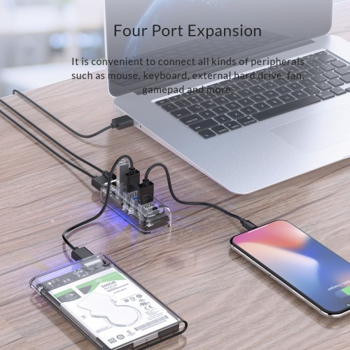 ORICO F4U-U3 4 Port USB3.0 Transparent HUB