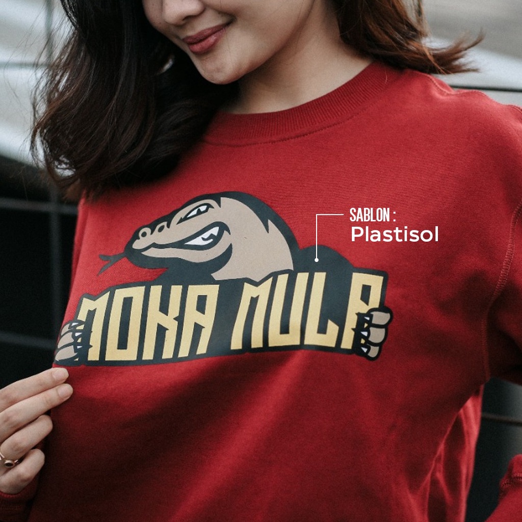 Sweater Wanita Crewneck Bahan Fleece Cotton Original - Mokamula