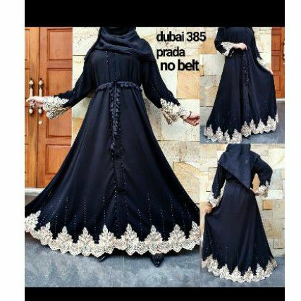 Busana Muslim Turkey Gamis hitam  Bordir Zehpy  Dubai 385