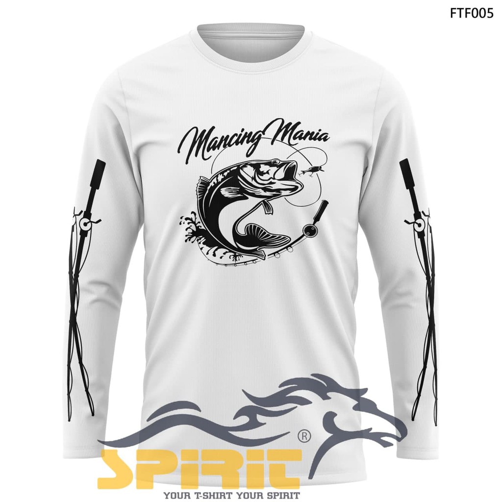 Mancing Mania-TShirt- Baju Kaos Distro Pria Fishing Lengan Panjang Pakaian Pria  100%Cotton