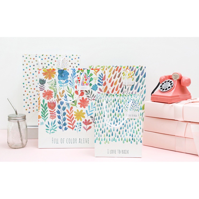 

Paper Bag Glitter Flower and Rain Drops