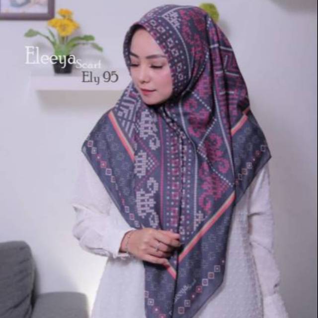 HIJAB SEGIEMPAT MOTIF ELY 95 || Eleeya Scarf