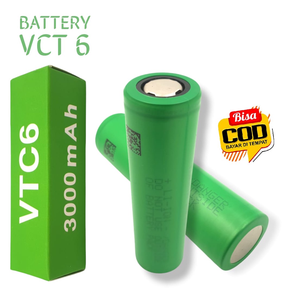 Baterai VTC6 2pcs/ VTC 18650 3000Mah 30A 3.7 Volt/ Baterai VTC 6 BEST CLONE/ Baterai 18650 Bateraivape Sourshop/ Baterai VTC Sepasang