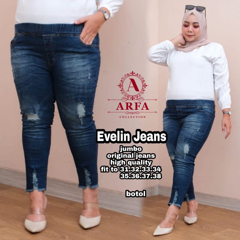 KHAYSA JUMBO JEGGING JEANS 7/9 RIPPED // KHAYSA JEANS LEGGING SOBEK SIZE (35-38)