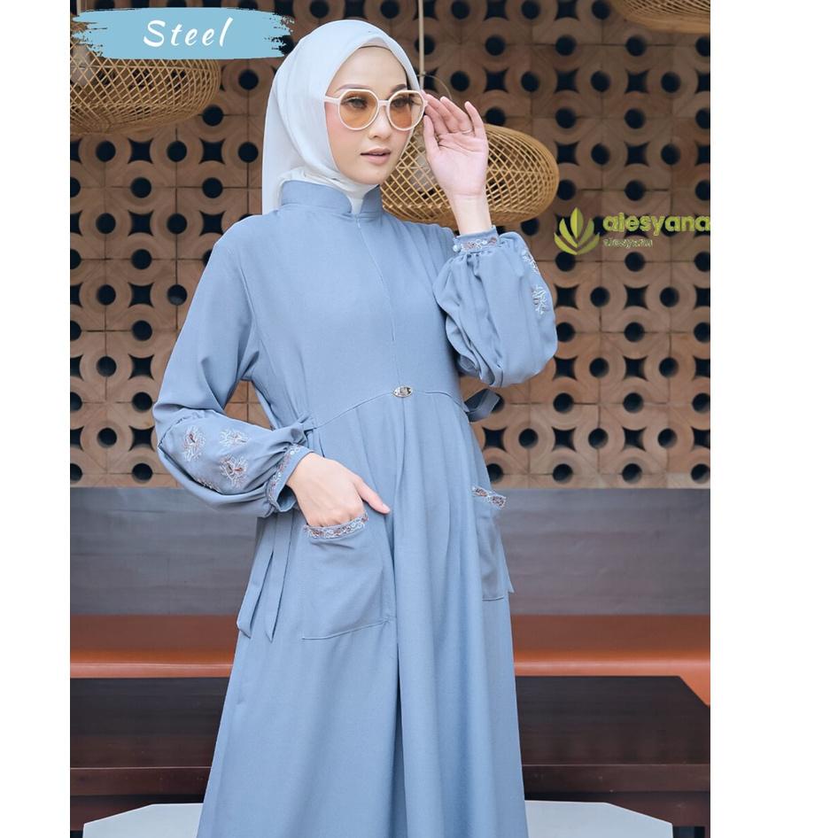 Hot - GAMIS WANITA SIMPLE 2022 TERELLEGANT MYLEA BORDIR  ORI BY ALESYANA VIOLA HIJAB