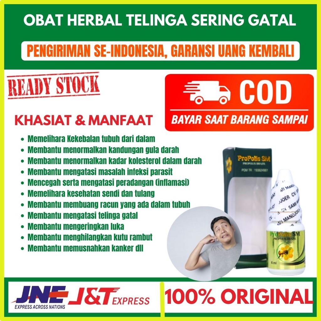 Obat Telinga Sering Gatal-Obat Telinga Gatal Anak & Dewasa-Penghancur Kotoran Telinga-Propolis SM