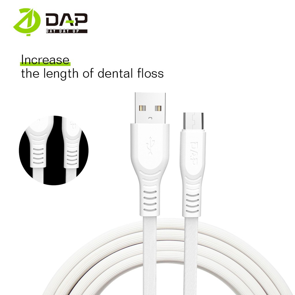 DAP Kabel Data Micro USB Android 100cm Fast Charging 2.4A Garansi Resmi 1 Tahun D-CBM100