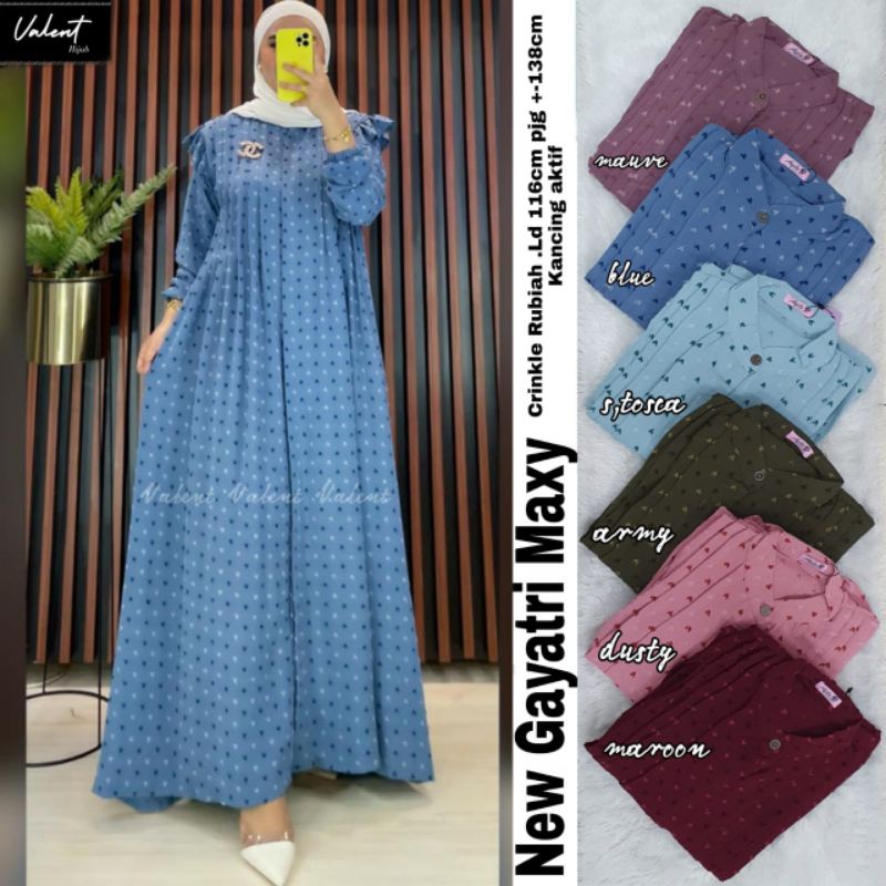 Elmecca Maxi Dress Polkadot Jumbo Ld 116 Fit XXL Bahan Crinkle Busui Kancing New Gayatri Maxy
