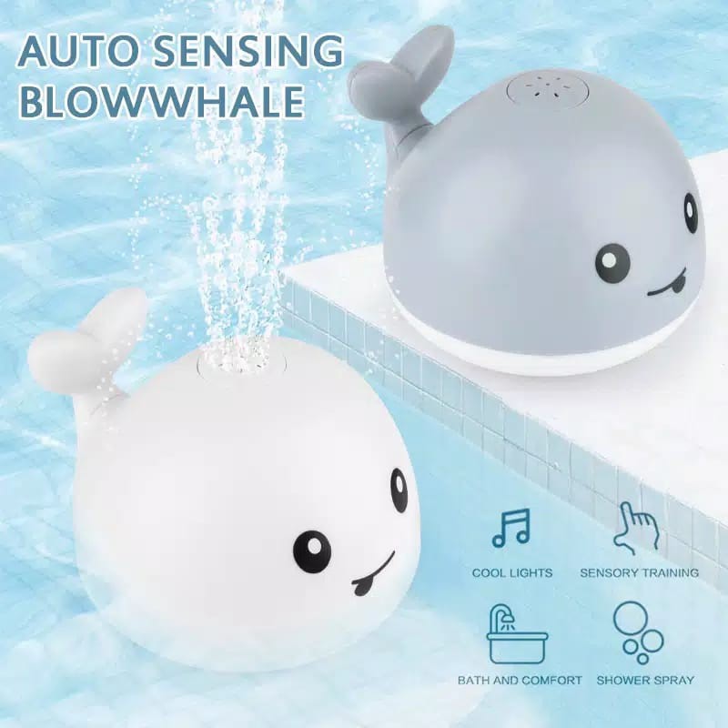 Mainan Mandi Paus UFO Whale Semprot Air Lampu LED Musik Paus Mandi