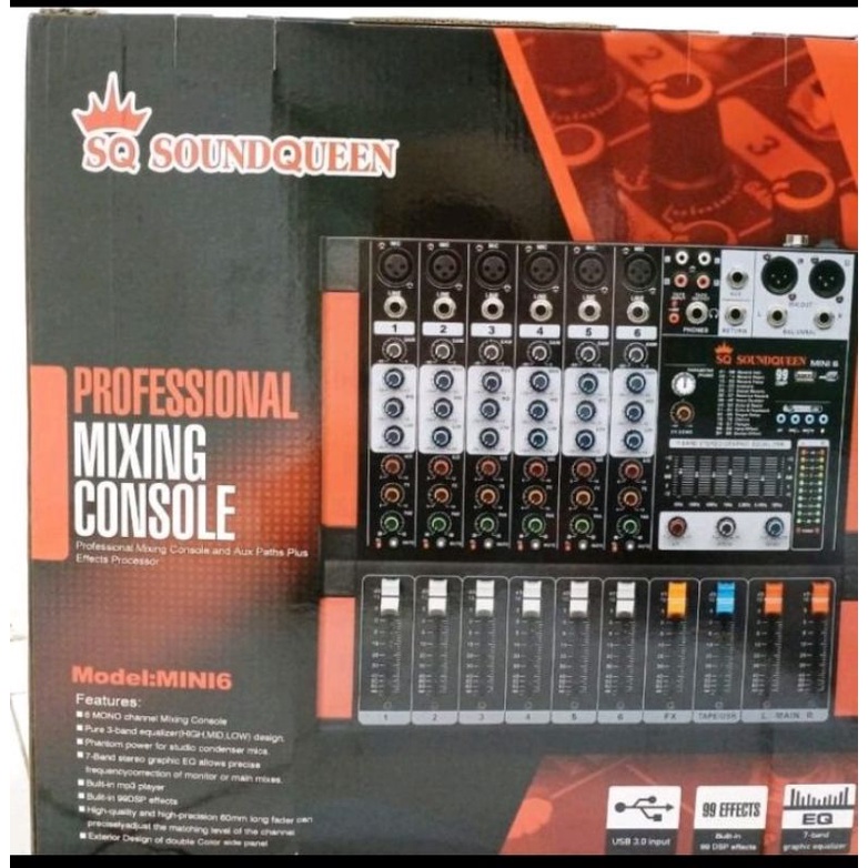 MIXER SOUNDQUEEN MINI 6 ORIGINAL GARANSI RESMI