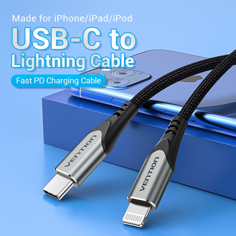 Vention MFi Kabel Data Charger Certified 18W 20W PD Fast Charger  USB C to Lightning