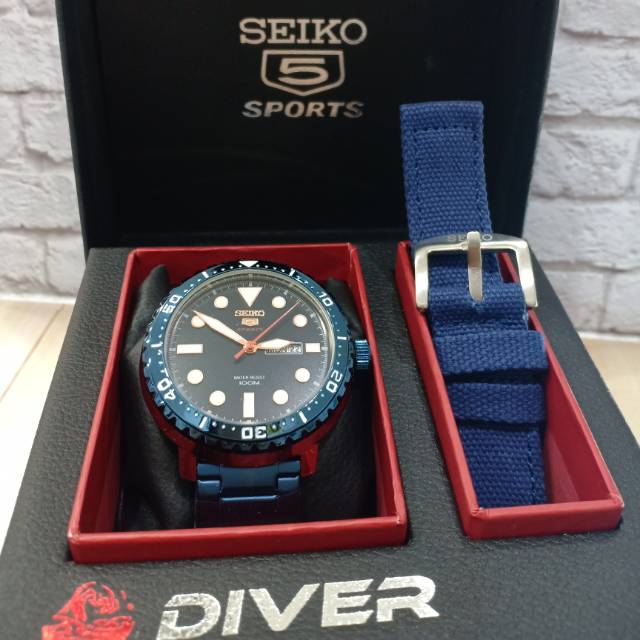 Grosir Jam Tangan Pria Seiko 5 Diver Sports Paket Free Tali Kanvas dan Free box