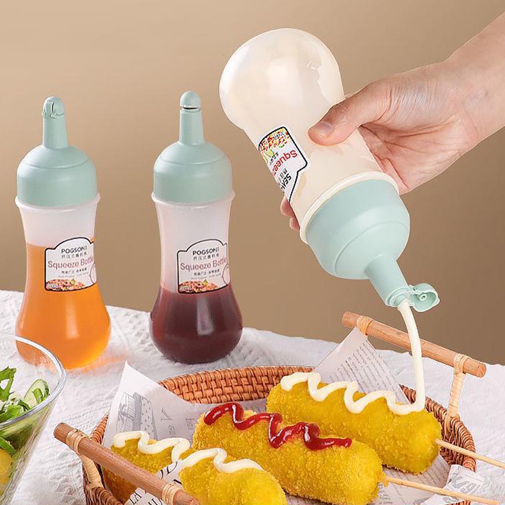 BIMBIM Botol Saus Botol Minyak Botol Kecap Botol Mayonaise Saos Portable 350ml Bahan Plastik PP silikon