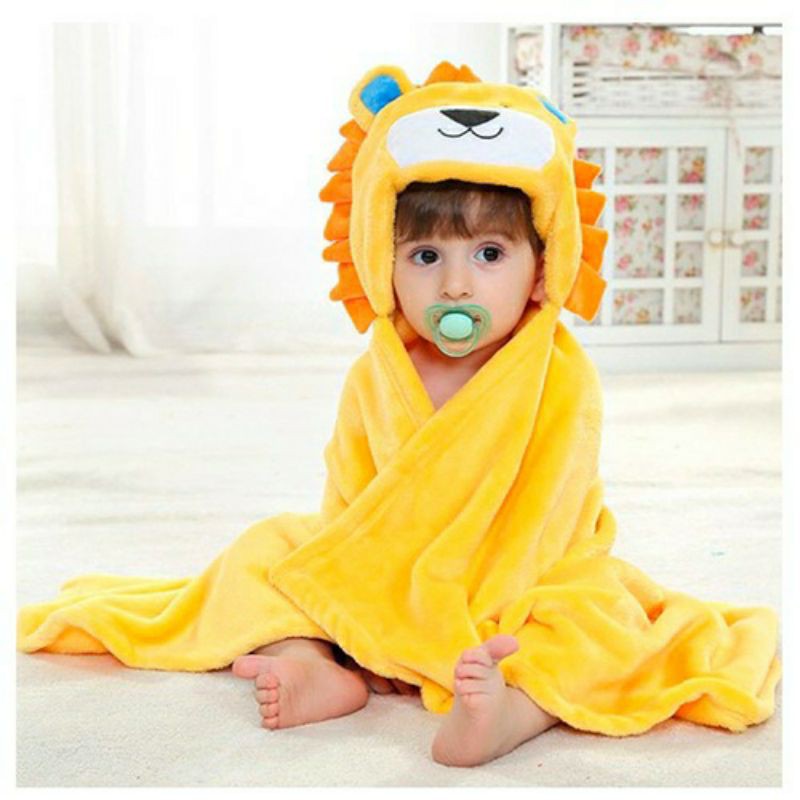 Selimut Topi Bayi - Selimut Anak Double Fleece Hoodie Bulu Bayi 3D Hoodie Blanket Tudung Baby