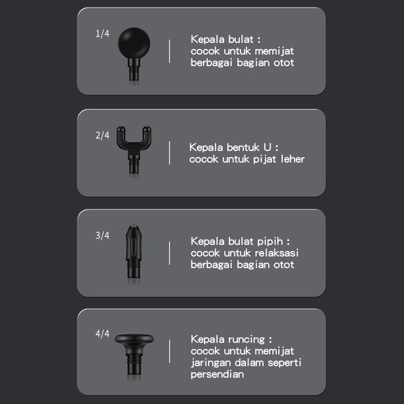 E ONE Massage Gun Alat pijat getar elektrik seluruh badan 4 in 1 - Garansi 1 tahun