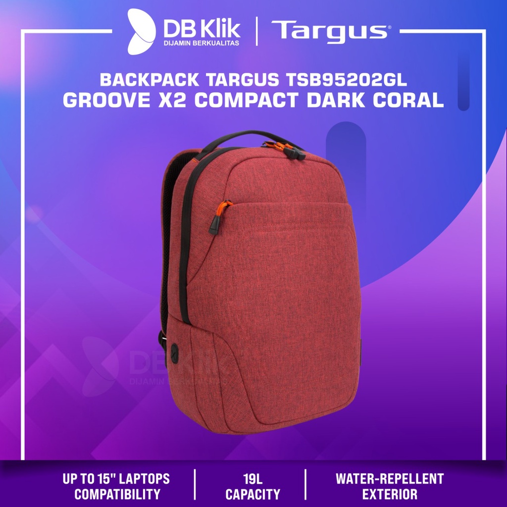 Backpack TARGUS TSB95202GL GROOVE X2 COMPACT 15&quot; Dark Coral - TSB95202