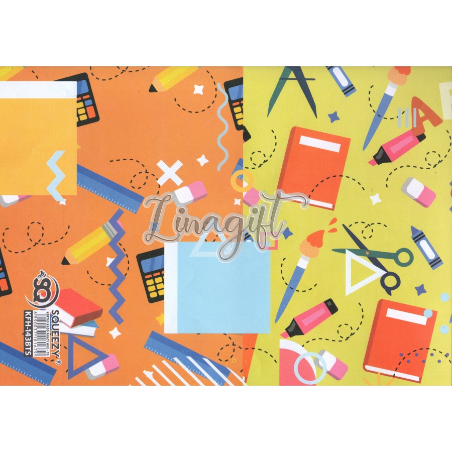 ( 5 Lembar ) KERTAS KADO SQ  DOFF - GIFT WRAPPING PAPER SCHOOL / SCHOOLLING / SMART / BOOKS - GRADUATIN SEKOLAH L