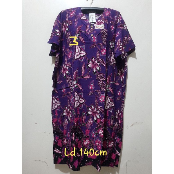 YULI - Daster kencana ungu  L5 JUMBO LD 135-150 CM PB 107 CM BATIK KU LEBEL PUTIH(KUP)-no 3