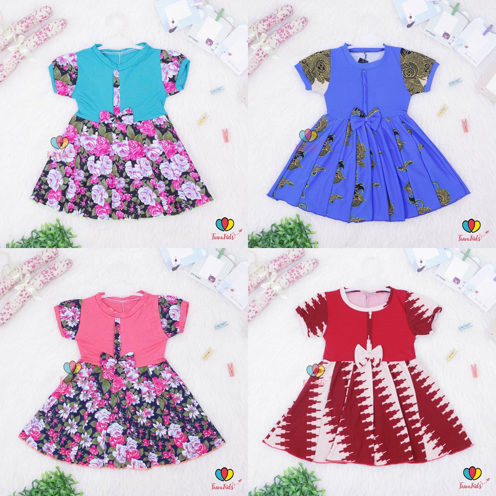 Dress Pita uk 1-2 Tahun / Dres Lengan Anak Perempuan Baju Harian Gaun Pesta Kids Adem Murah