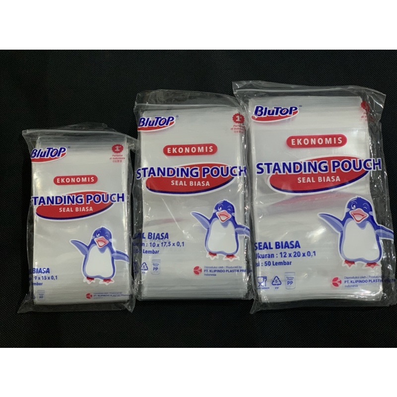 HCS - STANDING POUCH STP DOUBLE SEAL / KEMASAN PLASTIK BERDIRI KLIP TEBAL  ISI 50 SEAL LEBAR PCS BY KLIPINDO