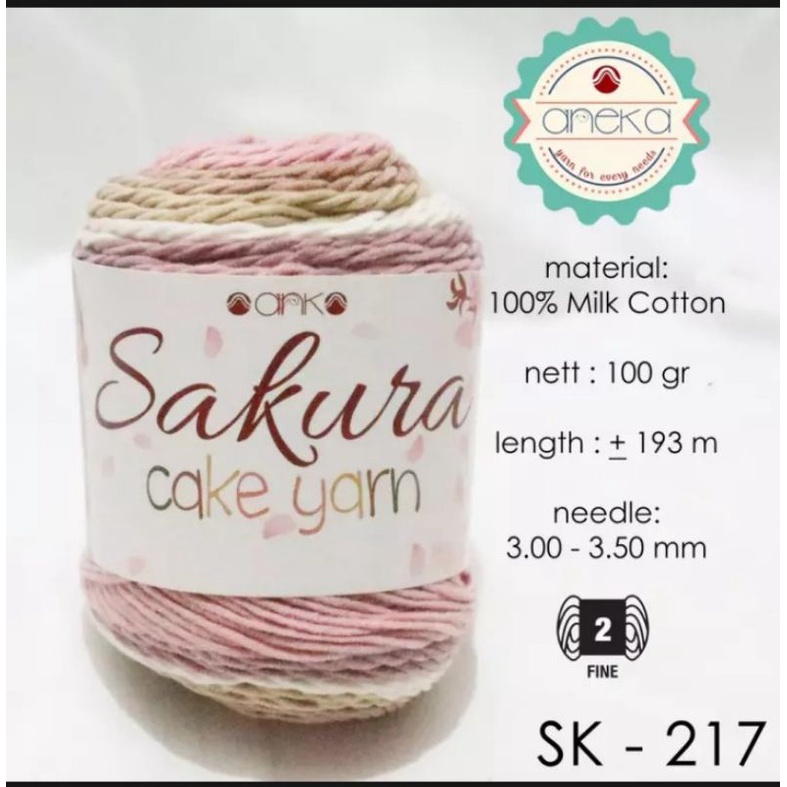 KATALOG - Benang Rajut Katun Susu Sakura Cake Yarn / Sakura Cake Milk