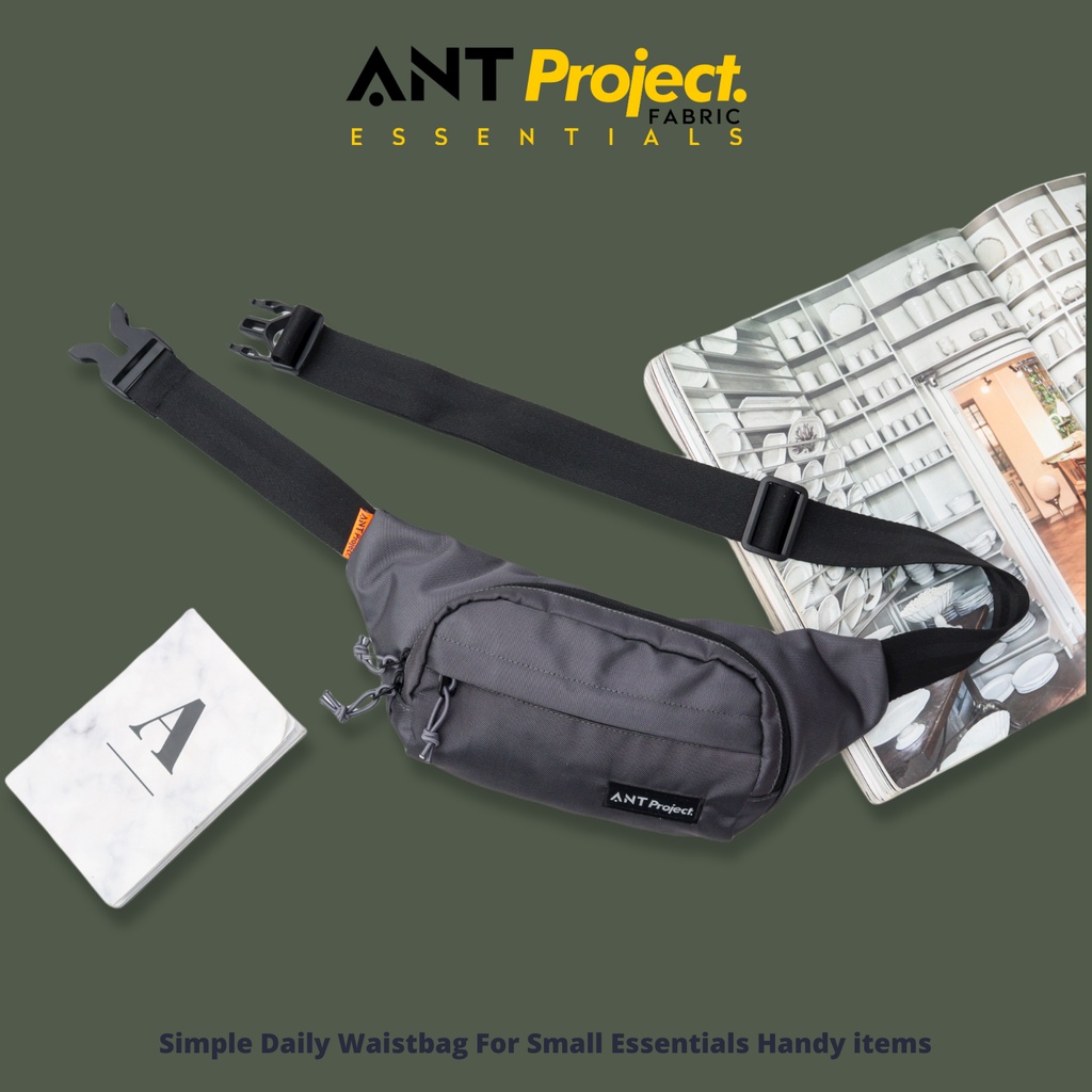 ANT PROJECT - Waistbag Pria NACHT Grey - Tas pinggang