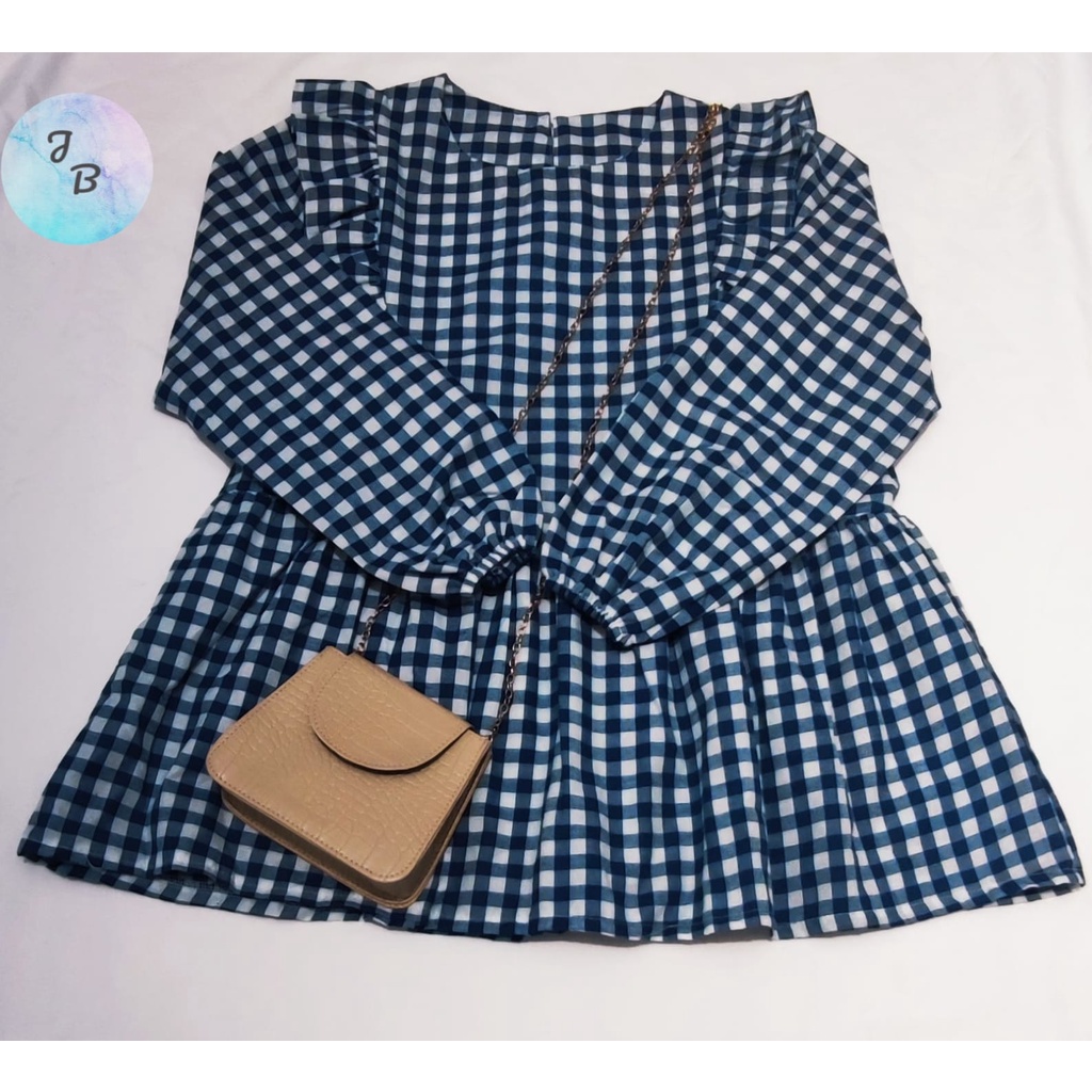 JB CIRELEA BLOUSE - BLOUSE MUTHIA / BLOUSE CIRELEA (LD 96 PJ 60)-Kotak Navy Putih