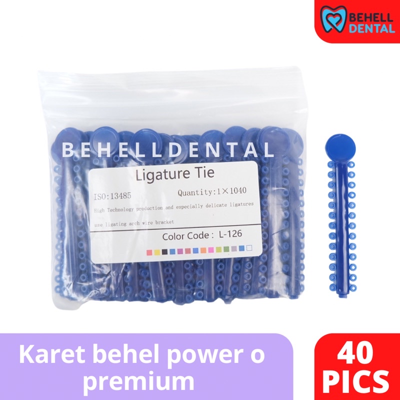 1 PACK ISI 40 PICS TEBAL KARET BEHEL MOTIF POWER O PREMIUM ORIGINAL Warna NAVY / BIRU DONGKER - Ligature Ties Tie - Dental Rubber Band Elastis Braces Ortho Orthodontik Orthodontics Kawat Gigi Behelldental