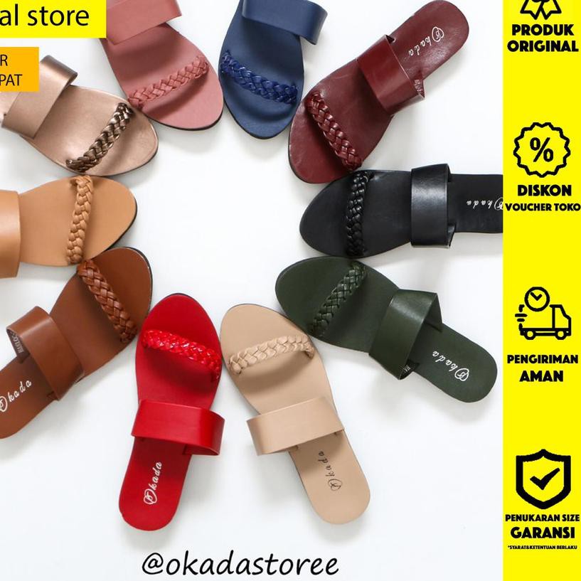 ♖ [OKADA Official Store] SANDAL SLIP ON WANITA (HANDBLOC) ORIGINAL OKADA ✹