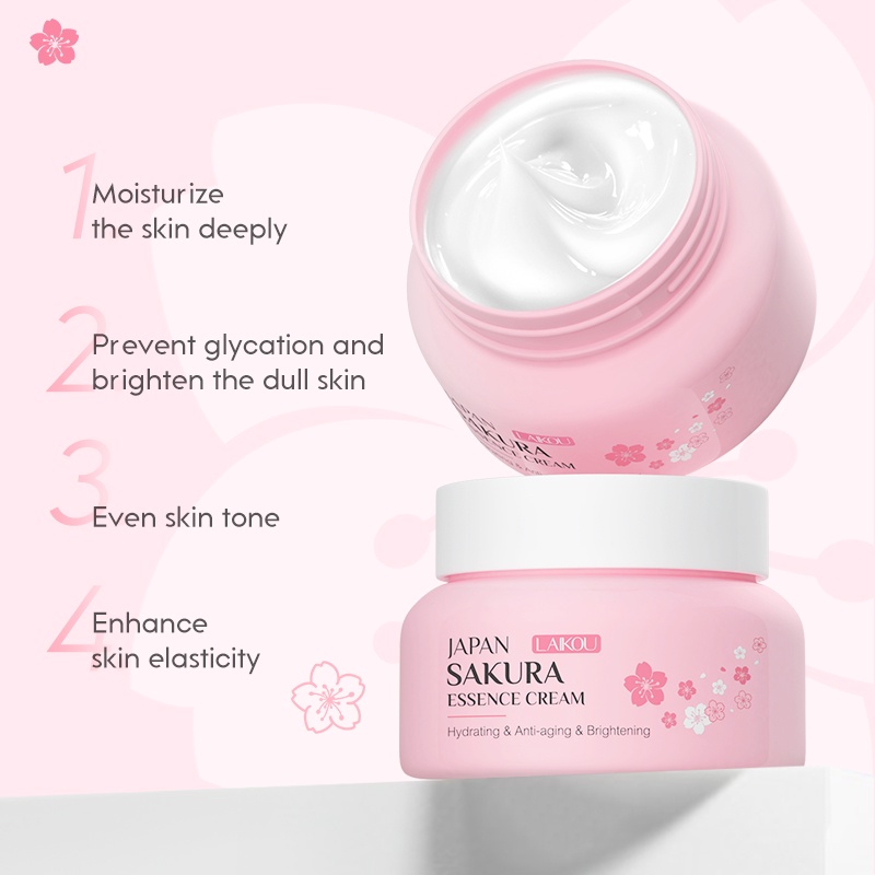 LAIKOU Sakura Facial Wash Memudarkan Bintik Hitam Serum Krim Pelembab Perawatan Kulit Set 5pcs