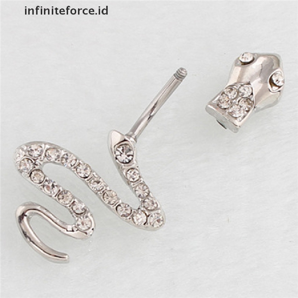 Cincin Pusar Bentuk Ular Bahan Stainless Steel