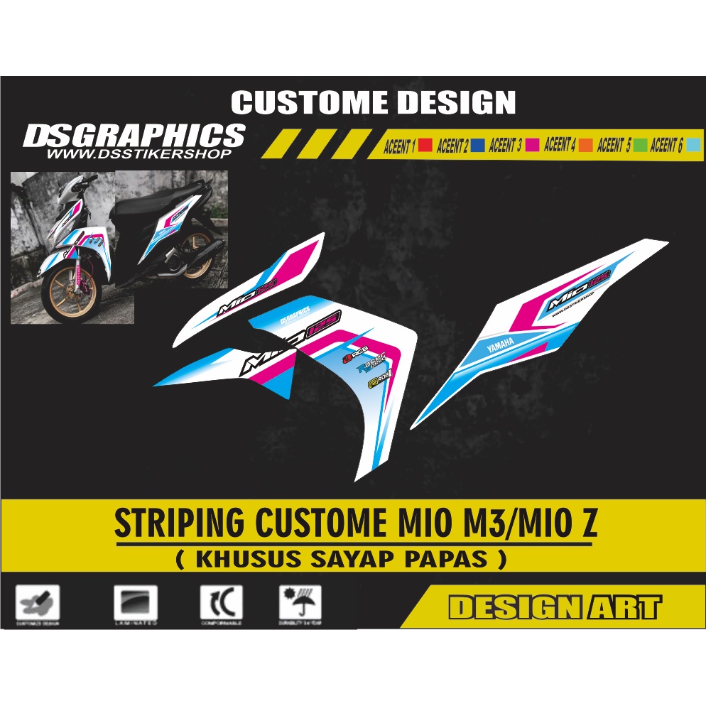 striping variasi mio m3/ mio z warna putih ping biru muda