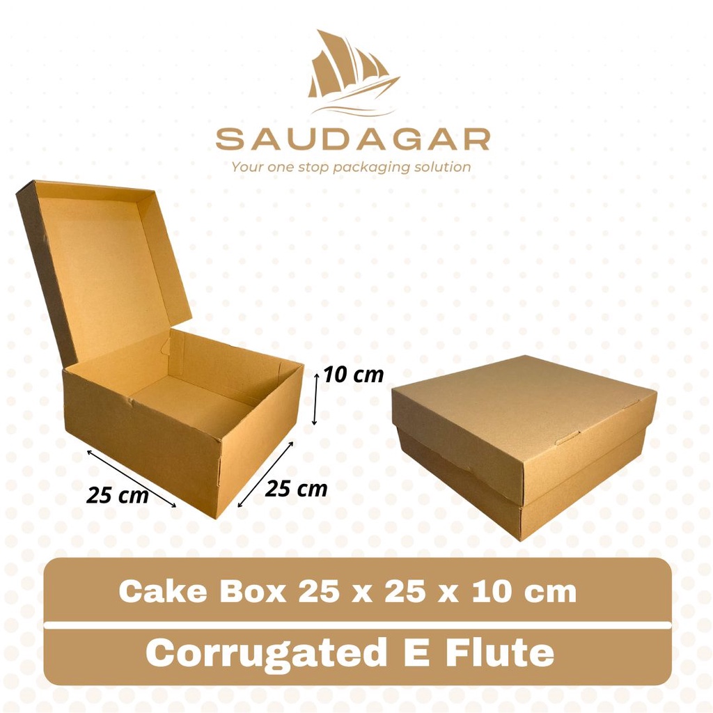 Cake box corrugated / kardus kue tebal premium E flute 25x25x10 cm