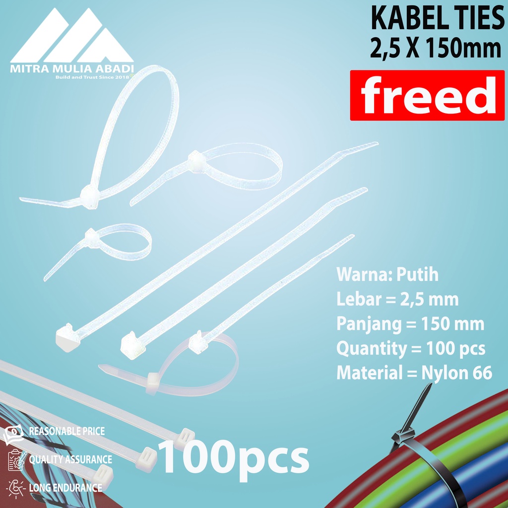 Kabel Ties 15cm isi 100pcs - Putih