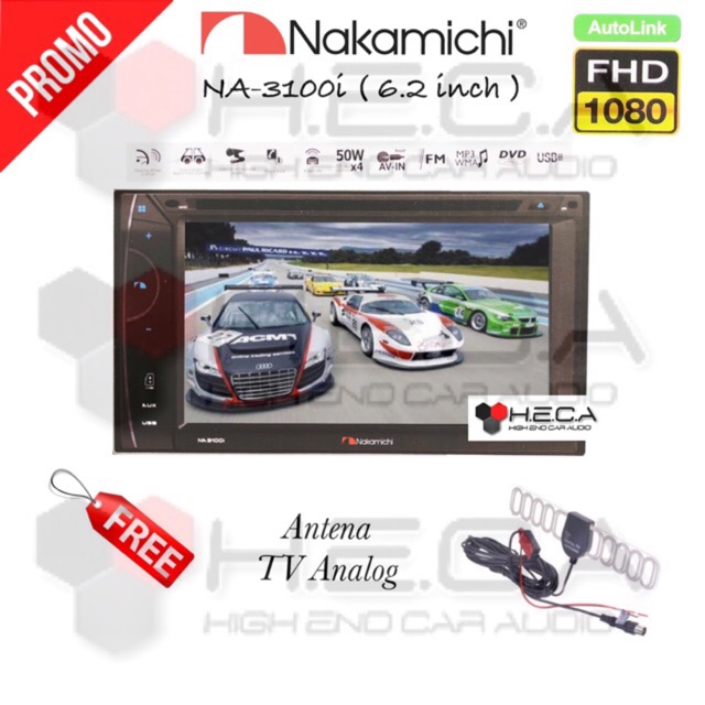 Nakamichi NA-3100i 6.2” AutoLink NA3100i Mirrorlink Tape Mobil TV Mobil Head Unit Double Din Audio