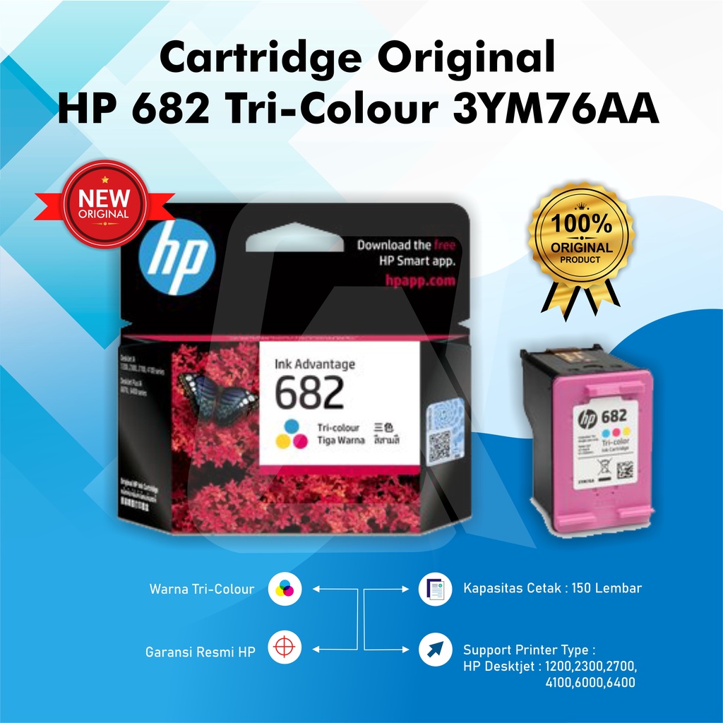 Tinta HP 682 Tri-Colour Original Ink Cartridge