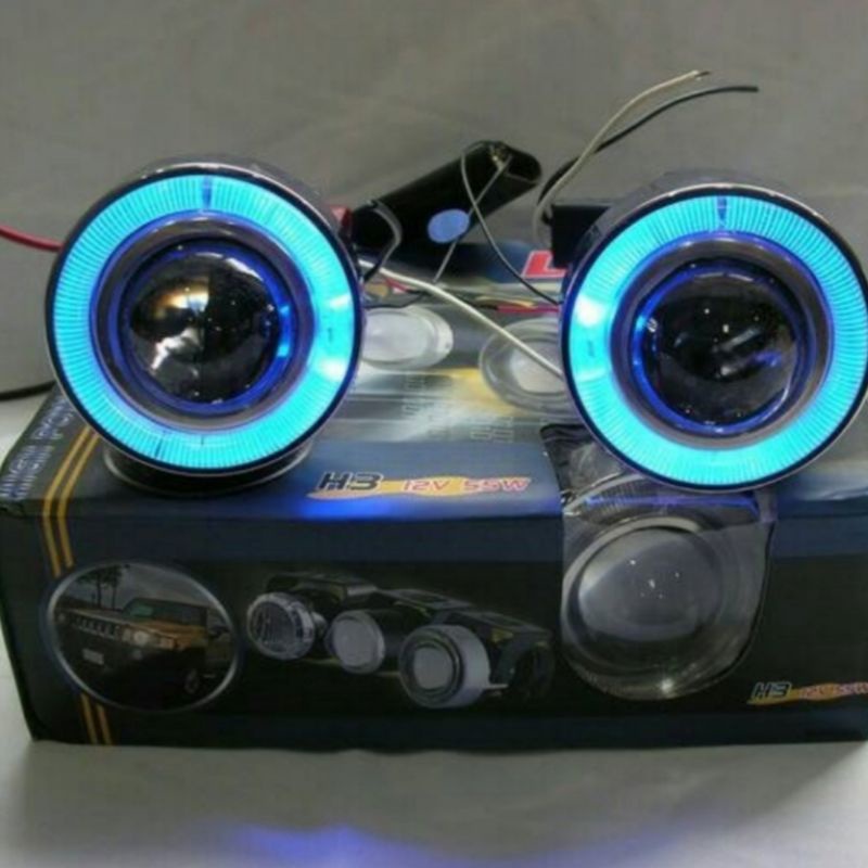 Lampu Kabut Mobil / Fog Lamp Projector Angel Eyes Biru