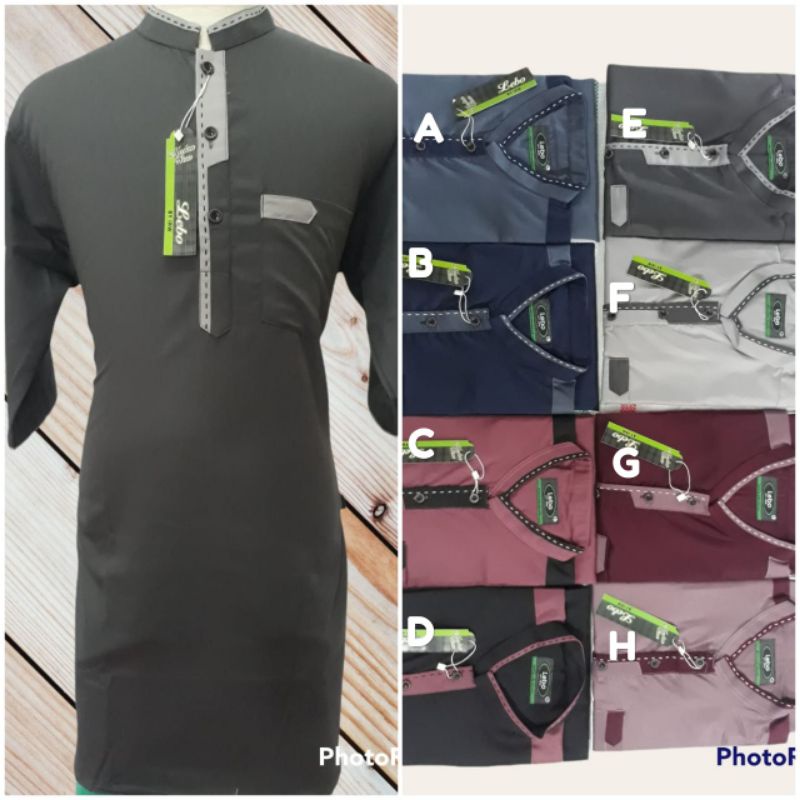 Baju Koko Muslim Lebo Kurta tangan 3/4 kemeja Pria Laki ALMIA pakaian kaos gamis jubah lebaran