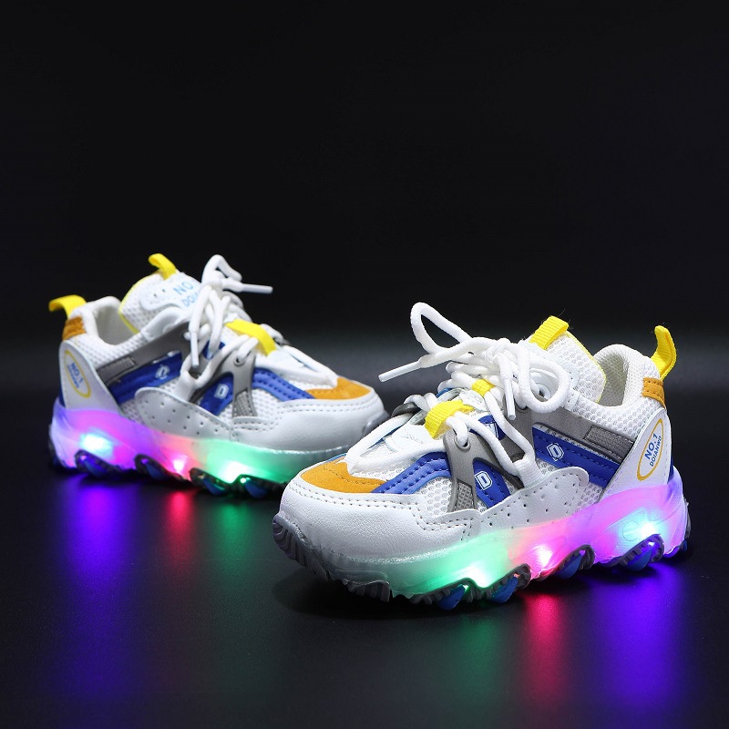 HappyOliver DEDONALD Sepatu Sneakers Anak Laki / Perempuan LED Menyala Import sekolah