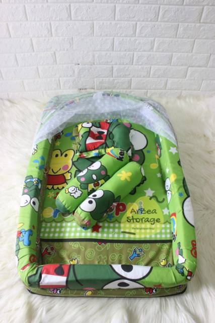 Kasur bayi kelambu set bantal guling kolam keroppi