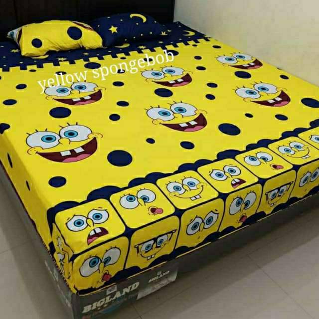 SPREI KARAKTER SPONGEBOB BTS 21 MINNIE PINK KUPU KUPU UK 120/160/180