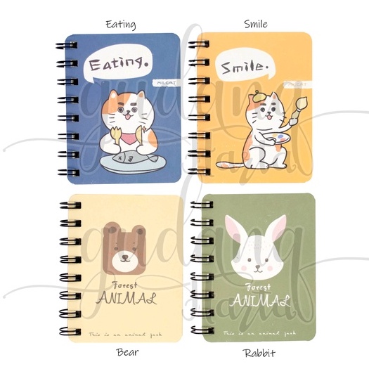 Notebook A7 Spiral Forest Animal Buku Motif Cat Rabbit GH 308756