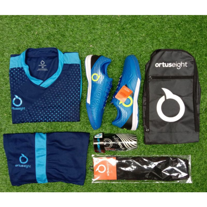 sepatu futsal sol tebal ortus biru hitam